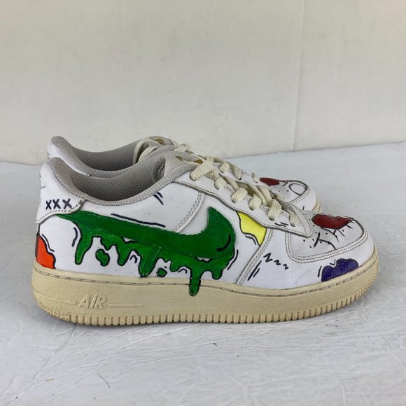NIKE Air Force 1 AFi Custom Youth Boy Girl Sz 5.5 White Colorful Athletic Shoe - Picture 8 of 11